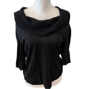 BCGBMaxAzria Cowl Neck Knit Silk Top Black S